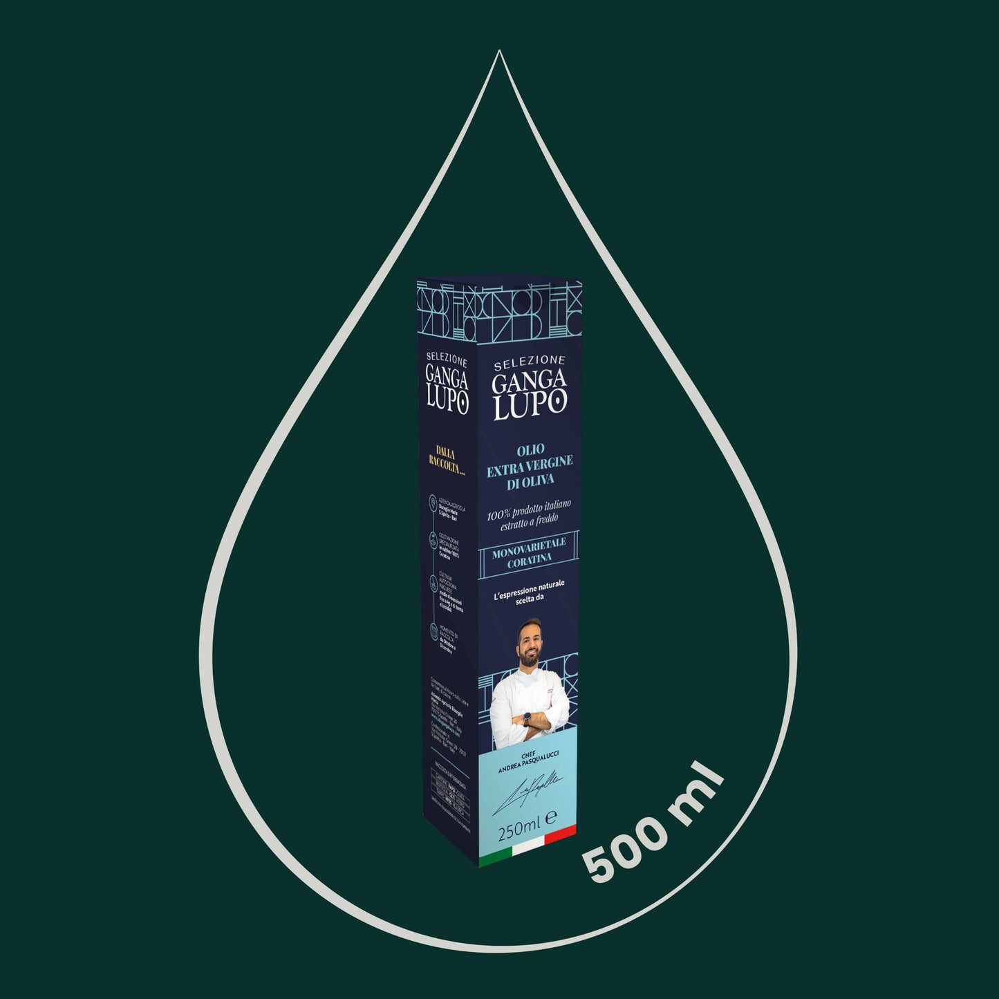 Olio extravergine di oliva, Confezione da 6, bottiglia da 250ml in astuccio